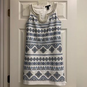 White House Black Market White and Blue Dress